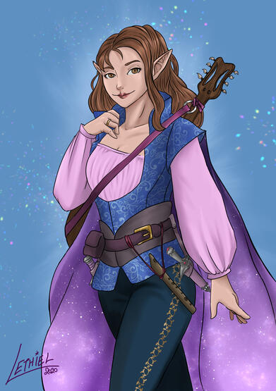 Amber HalfElf Bard - Half Body